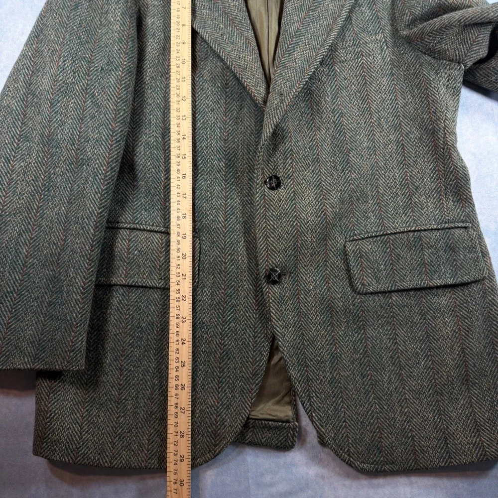 Palm Beach Harris Tweed Blazer Mens Brown Good Herringbone Wool Sport Coat